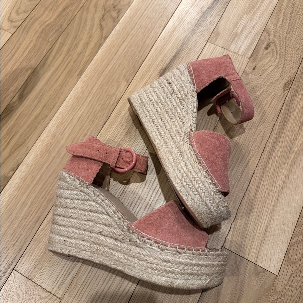 Marc Fisher Pink Espadrille Wedge Sandals